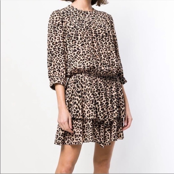 Zadig Voltaire Rooka Leopard Print Shirred Mini Dress Size S - Picture 5 of 16
